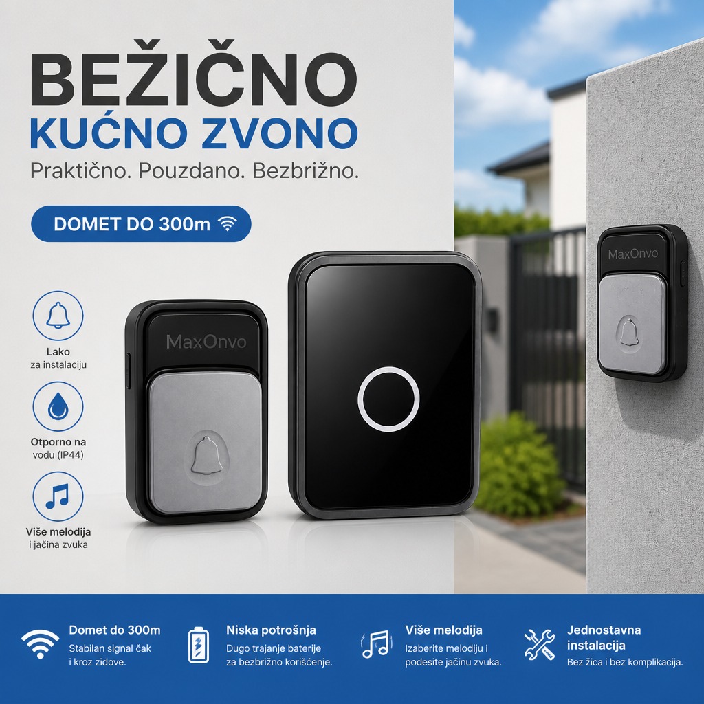 <b>DoorBell</b> Bežično zvono - bez bušenja i kablova